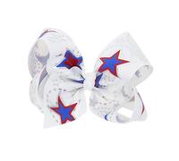 Chalk Hair Coloring Children's Bow Hairpin Foreign Trade American National Day Color Bow Duck Mouth Clip (White, 3-12 Years)