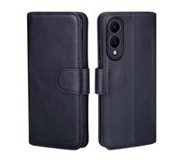 CHALK & HIDE Genuine Leather Wallet Case for Samsung Galaxy S25 Edge | RFID Blocking Card Slots, Magnetic Flip Cover, Kickstand | Premium Book-Style Protective Case - Black