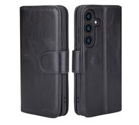 CHALK & HIDE Genuine Leather Wallet Case for Samsung Galaxy S25 Plus| RFID Blocking Card Slots, Magnetic Flip Cover, Kickstand | Premium Book-Style Protective Case - Black