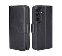 CHALK & HIDE Genuine Leather Wallet Case for Samsung Galaxy S25 | RFID Blocking Card Slots, Magnetic Flip Cover, Kickstand | Premium Book-Style Protective Case - Black