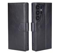 CHALK & HIDE Genuine Leather Wallet Case for Samsung Galaxy S25 Ultra| RFID Blocking Card Slots, Magnetic Flip Cover, Kickstand | Premium Book-Style Protective Case - Black