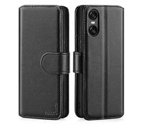 CHALK & HIDE Genuine Leather Wallet Case for Sony Xperia 10 VI (2024) | RFID Blocking Card Slots, Magnetic Flip Cover, Kickstand | Premium Book-Style Protective Case - Black