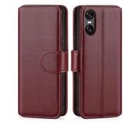 CHALK & HIDE Genuine Leather Wallet Case for Sony Xperia 10 VI (2024) | RFID Blocking Card Slots, Magnetic Flip Cover, Kickstand | Premium Book-Style Protective Case - Burgundy