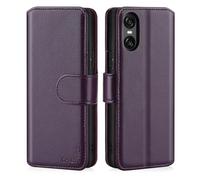 CHALK & HIDE Genuine Leather Wallet Case for Sony Xperia 10 VI (2024) | RFID Blocking Card Slots, Magnetic Flip Cover, Kickstand | Premium Book-Style Protective Case- Aubergine