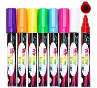 Chalk Pens, 8 Assorted Colour Liquid Chalk Marker Pen 3mm and 6mm Reversible Tip for Drawing, Writing, Chalkboard Signs, Windows, Blackboard, Glass