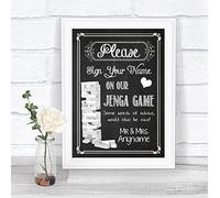 Chalk Sketch Jenga Guest Book Personalised Wedding Sign
