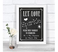 Chalk Sketch Let Love Sparkle Sparkler Send Off Personalised Wedding Sign