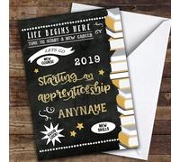 Chalk Style Books Starting Apprenticeship Personalised Good Luck Card - Personalised Good Luck Card, Sending Luck, Custom Good Luck Card