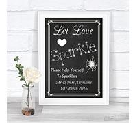 Chalk Style Let Love Sparkle Sparkler Send Off Personalised Wedding Sign
