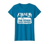 Chalk The Other White Powder, Rock Climbing T-Shirt, Women, Sapphire Blue, Medium