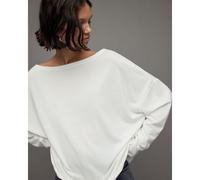 (Chalk White, Large) All Saints Rita T-shirt Designer Long Sleeve Relaxed Oversize Fit Tee Top