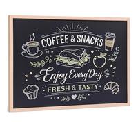 Chalkboard Blackboard Wall Mounted with Oak Colour Frame - Wooden Writing Board for Kitchen, Home, Office, Café, Restaurant, School & Menu Display (60x44cm)
