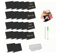 Chalkboard Labels Set,20 PCS L-Shaped Reusable Mini Erasable Blackboard Signs for Buffet Food Tags + 2 Chalk Pens & 1 Cloth Wedding Table Reserved Signs & Bakery Price Display