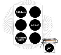 Chalkboard Labels Sticker - 90 Reusable Round Chalkboard Mason Jar Lid Canning Label, 2.5 inch Removable Waterproof Blackboard Sticker Label for Organizing, Pantry Storage Party Decoration & Craft DIY