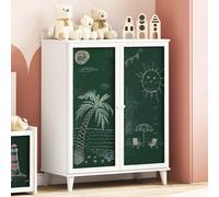 Chalkboard Sideboard White 80x40x110cm Engineered Wood 2-Door Storage Modern Fun