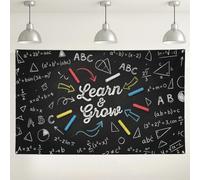 Chalkboard Style Educational Backdrop, Colorful Arrows and Text Wall Decoration, Perfect for Photography, Classroom Events, and Birthday Parties 71x43 Inch