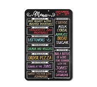 Chalkboard Style Weekly Food Menu Board for Kitchen, 12 inch by 18 inch Tin Sign Durable, Easy Hanging on Wall Dinner, Daily Chalk Menu Board for Kitchen, HDG-1018