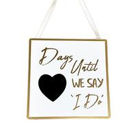 Chalkboard Wedding Countdown Hanging Plaque Gold Script Days Until We Say I Do 20cm