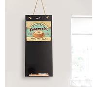 Chalkboards UK CHB062 Cappuccino Tall Thin Chalkboard/Blackboard/Memo Kitchen Board with Rope, Tray and Chalk. Booths Design Range, Wood, Black, 60 x 26.5 x 1 cm