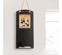 Chalkboards UK CHB075 Vin Rouge Tall Thin Chalkboard/Blackboard/Memo Kitchen Board with Rope, Tray and Chalk. Booths Design Range, Wood, Black, 60 x 26.5 x 1 cm