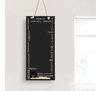 Chalkboards UK CHB152 Wine Grapes Tall Thin Chalkboard/Blackboard/Memo Kitchen Black board with Rope, Tray and Chalk. Booths Design Range, Wood, 60 x 26.5 x 1 cm