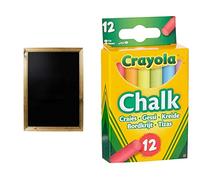 Chalkboards UK WC311, Large Framed Blackboard, Wood, Black, A1 & CRAYOLA Anti-Dust Coloured Chalk - Assorted Colours | Smooth Texture Makes Writing & Drawing on Blackboards Easy!