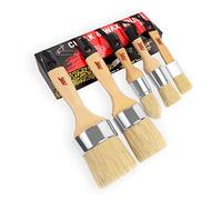 Chalked Paint and Wax Brush for Furniture - 5PC Set with Natural Bristle Brushes, 3 Small and 2 Large, Compatible with Chalk Paint, Stencils, and Furniture Wax, Perfect for Painting Projects