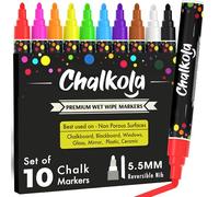Chalkola 10 Chalk Pens for Chalkboard, Blackboard, Car Window Glass, 6mm