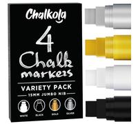 Chalkola 15mm Jumbo Washable Car Window Markers | White, Black, Gold Silver
