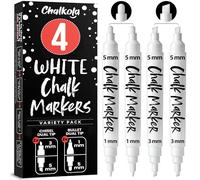 Chalkola 4 White Chalk Pens for Chalkboard - Dual Tip Bullet & Chisel