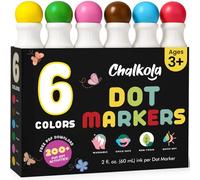 Chalkola 6 Washable Dot Markers for Toddlers 1-3 | Non Toxic Bingo Daubers for Toddlers 2-4 | Preschool, Kindergarten Paint Stamp Markers Set - Dot Art and Crafts Supplies for Kids