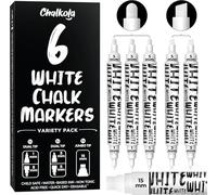 Chalkola 6 White Chalk Pens - Dry Erase Liquid Chalk Pens for Blackboard
