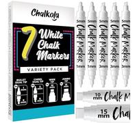 Chalkola 7 Dual Tip Liquid White Chalk Pens (1mm, 3mm, 5mm, 10mm, 15mm)