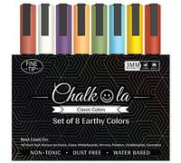 Chalkola 8 Pastel Fine Tip Chalk Pens for Chalkboard, Blackboards - 3mm