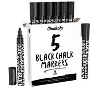 Chalkola Black Chalk Markers - Liquid Dry Erase Marker Pens for Bistro, Chalkboards Signs, Windows, Blackboard, Glass - 6mm Reversible Tip (Pack of 5)