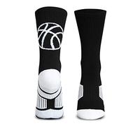 ChalkTalkSPORTS Basketball Performance Crew Socks - Multiple Colors - Youth & Adult - Elite Basketball Mid-Calf Socks, Black, Large