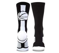 ChalkTalkSPORTS Elite Basketball Socks | Performance Mid Calf Socks with Ball | Youth & Adult | Men & Women | Multiple Colors, Black/White, One Size