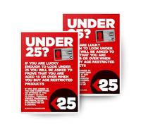 Challenge 25 Under 18 Sign - PACK OF 2 - A4 Laminated Posters Age Restriction Notice for Alcohol, Tobacco, Vapes, Solvents, & Knives - Legal Compliance Display for Shops & Retail