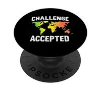 CHALLENGE ACCEPTED Challenge, Motivation, World Map PopSockets Adhesive PopGrip
