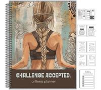 Challenge Accepted Fitness Planner - 90 Day Exercise and Food Journal for Wellness and Gratitude,Evening Reflection Planner Spiral Bound,Health & Workout Log,Water & Sleep Tracker (#A)