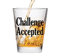 Challenge Accepted - Funny Shot Glass - Makes a Funny Gift for Men and Women Hilarious Shot Glasses Funny Gift for Drinking Buddies - Cute Shot Glasses Gift