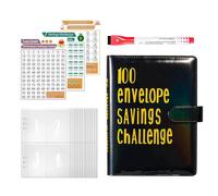 Challenge Binder - Money Saver Challenge Book | Budget Planner Money Wallet | 100 Cash Envelopes With Tracker | Clear Budget Sheets With Magnetic Button For Couples Offices