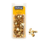 Challenge Brass Plated Solid Head Drawing Pins Clam Pack 100pk