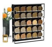 Challenge Coin Display, Acrylic Round Coin Holder, Desktop Storage Case, 10.24x2.17x11.81 inches Compact Removable Showcase, Ideal for Medals, Badges, Pins, Buttons, Collectors and Collections
