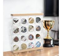 Challenge Coin Display Case 16 /24 Compartments Acrylic Military Challenge Coin Holder Versatile Pin Display Case for Collectors(16 grid)