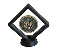 3D Floating Frame Medallion Medal Challenge Coin Poker Chip Guitar Pick Display Case Stand Holder Magic Suspension Box Display Stand Holder for Flat Fossil, Rock, Gemstones, Megladon Tooth, Specimens