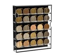 Challenge Coin Display, Clear Acrylic Holder, 10.24x2.17x11.81 Inches Round Coin Case, Removable Desktop Storage Box for Medals Badges Pins Buttons Collection Showcase and Collector Organization