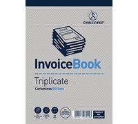 Challenge Triplicate Invoice Book without Vat, Carbonless, 50 Pages, 5 pack (195 x 137 mm)