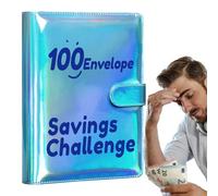 Challenge with 100 Envelopes - A5 Budget Planner Book, Funny Folder Layout for Cash Envelopes, Step by Step Saving Challenge Design, Strong Binder Rings, Easy Progress System
