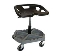Challenger 4-Wheel Garage Mechanics Seat with Adjustable Hydraulic Height 33x35x56 cm | Lockable Swivel Wheels & Organiser Tray | Ergonomic Workshop Tool Stool for Car Repairs, Detailing & DIY Tasks